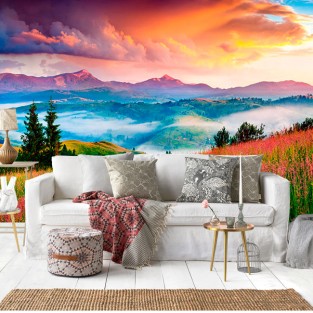 Papel pintado vinilo paisaje con montañas